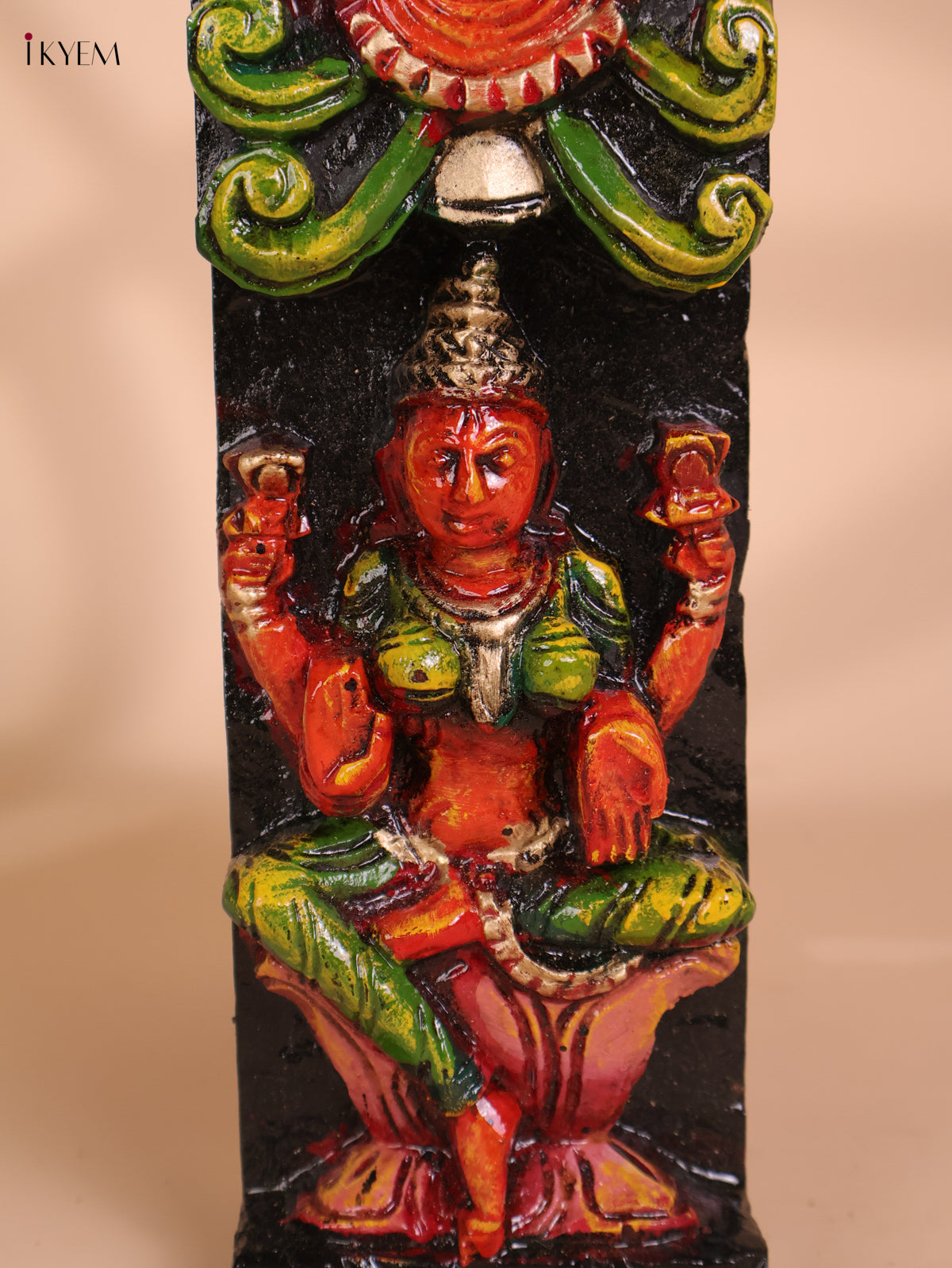 Wooden Hand Carved Painted Lakshmi Vertical Panel (36x4)