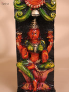 Wooden Hand Carved Painted Lakshmi Vertical Panel (36x4)