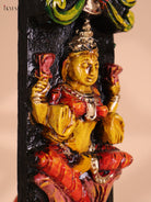 Wooden Hand Carved Painted Lakshmi Vertical Panel (36x4)