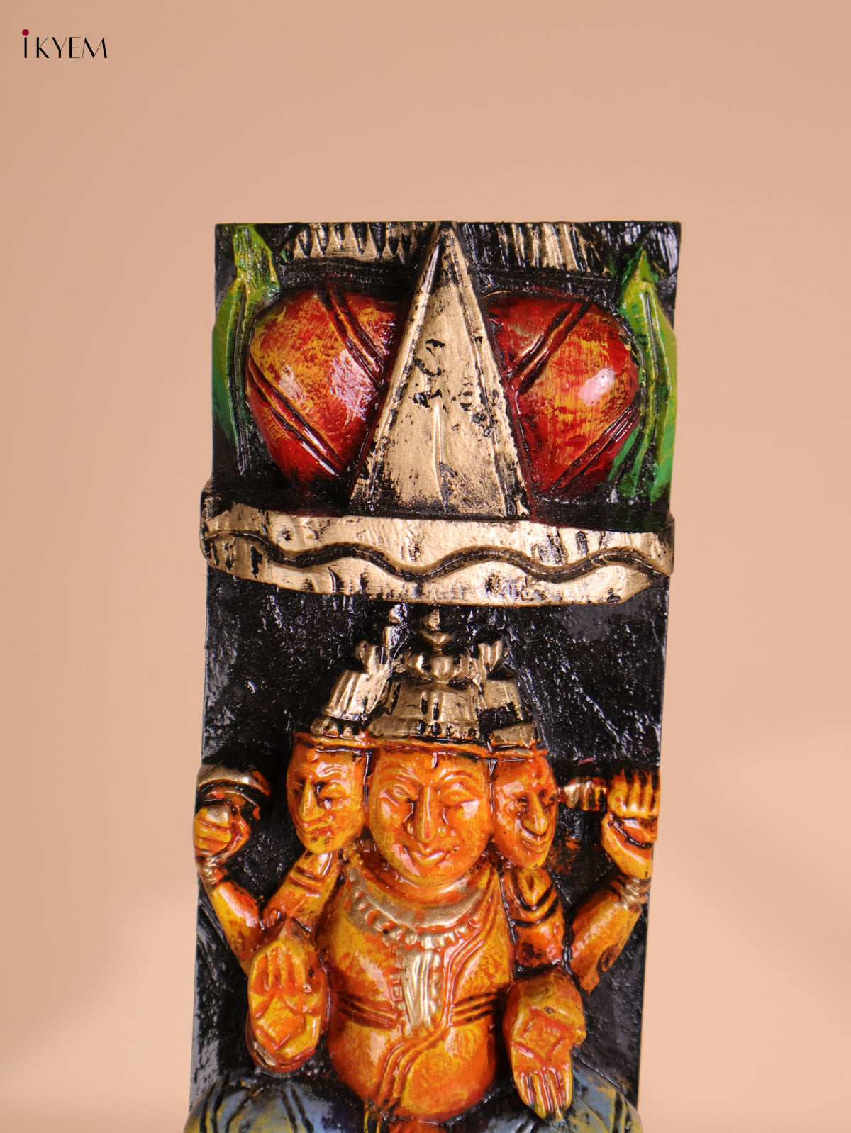 Wooden Hand Carved Painted Vertical Panel (36x4)
