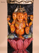 Wooden Hand Carved Painted Vertical Panel (36x4)