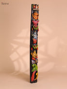 Wooden Hand Carved Painted Vertical Panel (36x4)