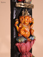 Wooden Hand Carved Painted Vertical Panel (36x4)