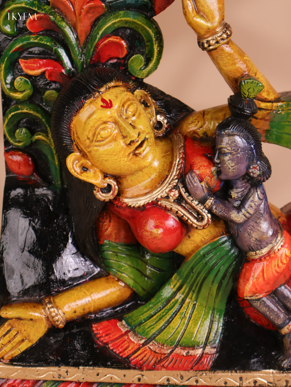 Wooden Hand Carved Painted Yasodha Krishna(24x18)