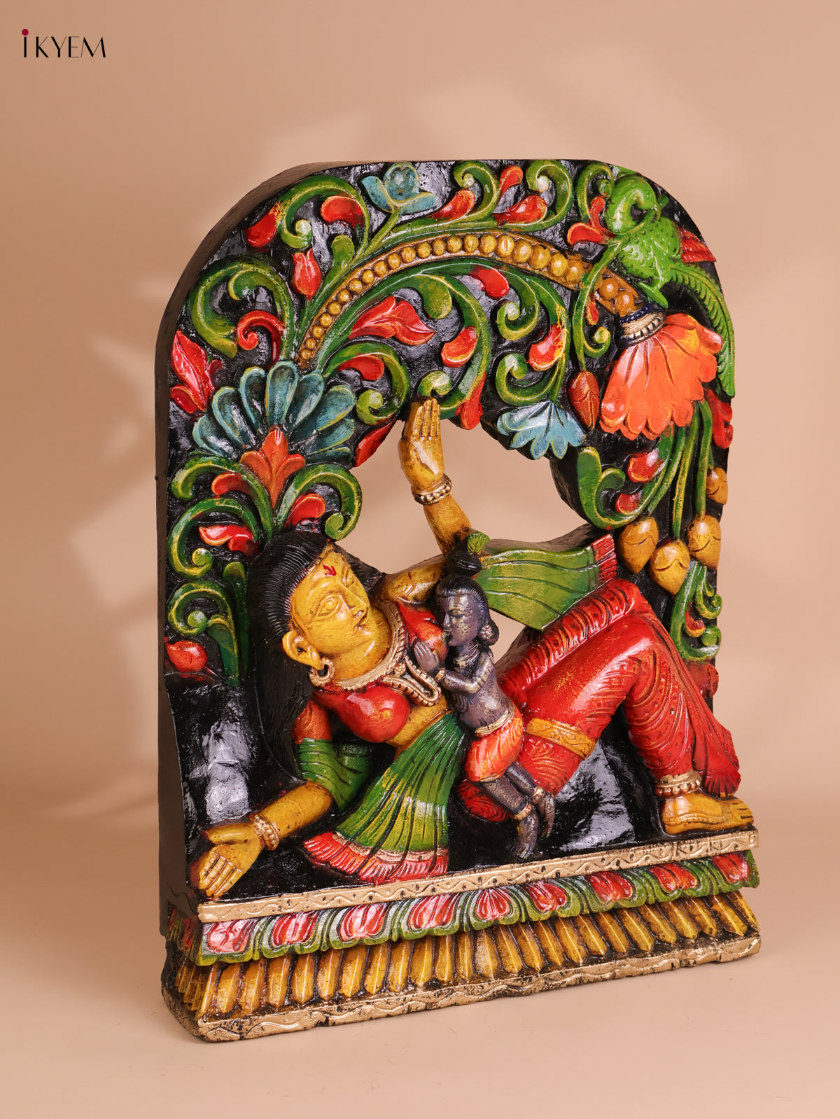 Wooden Hand Carved Painted Yasodha Krishna(24x18)