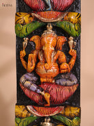 Wooden Hand Carved Painted Ganesha Vertical (35x6)