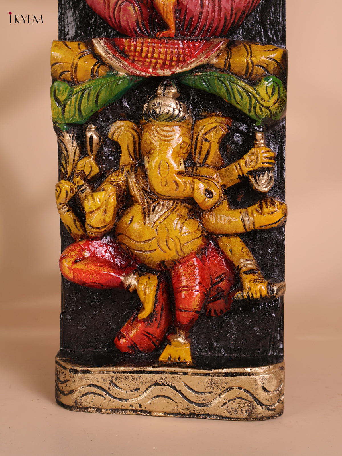 Wooden Hand Carved Painted Ganesha Vertical (35x6)