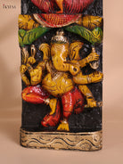 Wooden Hand Carved Painted Ganesha Vertical (35x6)