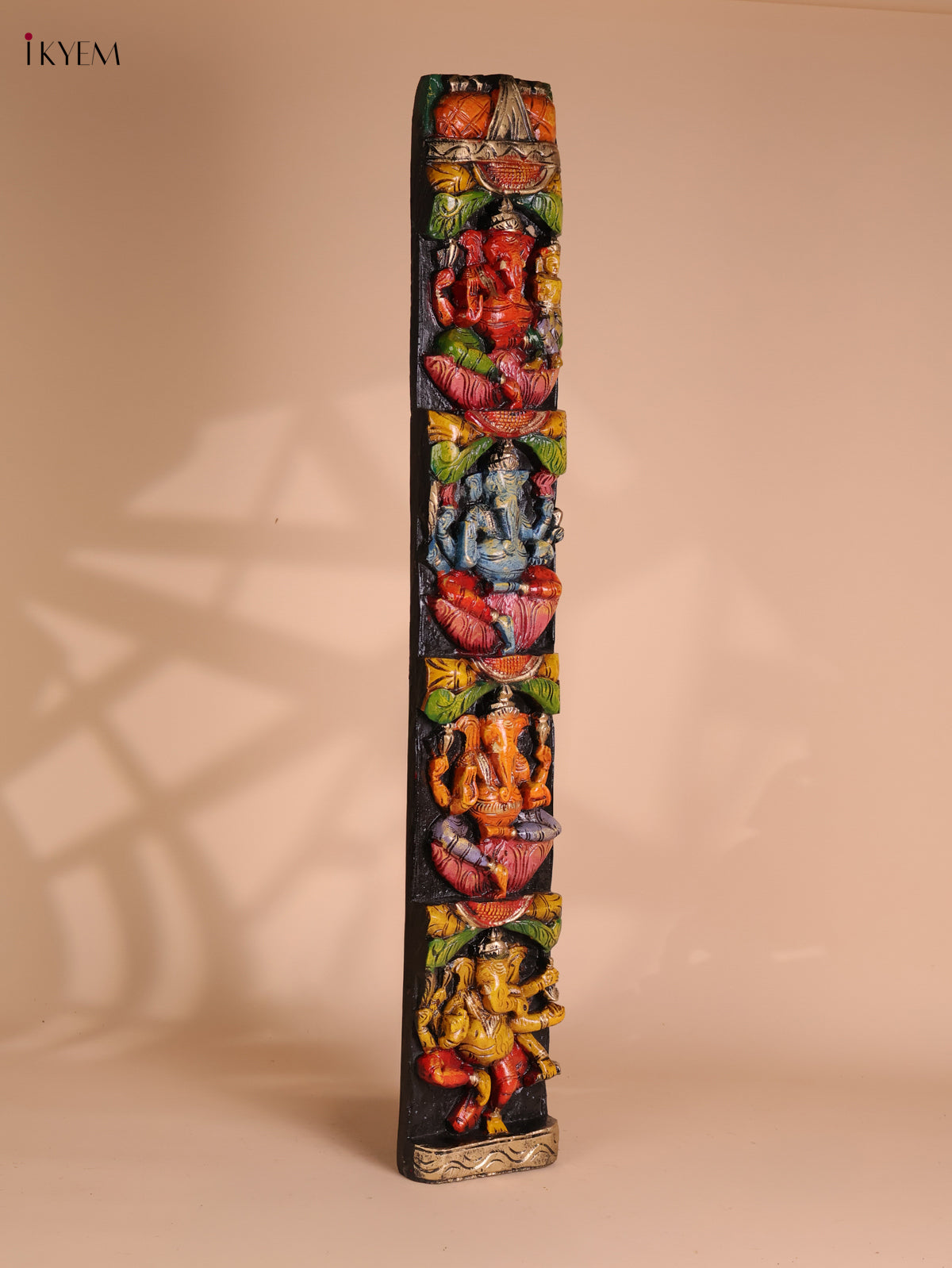 Wooden Hand Carved Painted Ganesha Vertical (35x6)