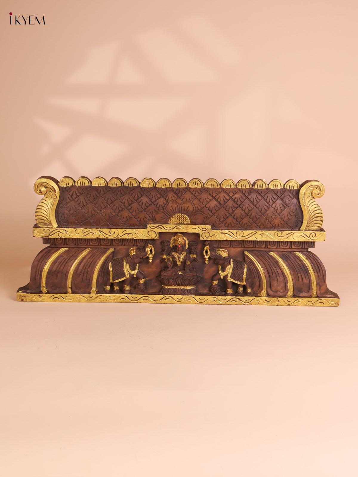 Wooden Hand Carved Gaja Lakshmi Gopuram (12x30)