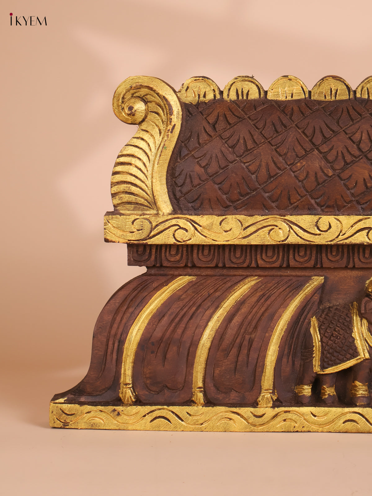 Wooden Hand Carved Gaja Lakshmi Gopuram (12x30)