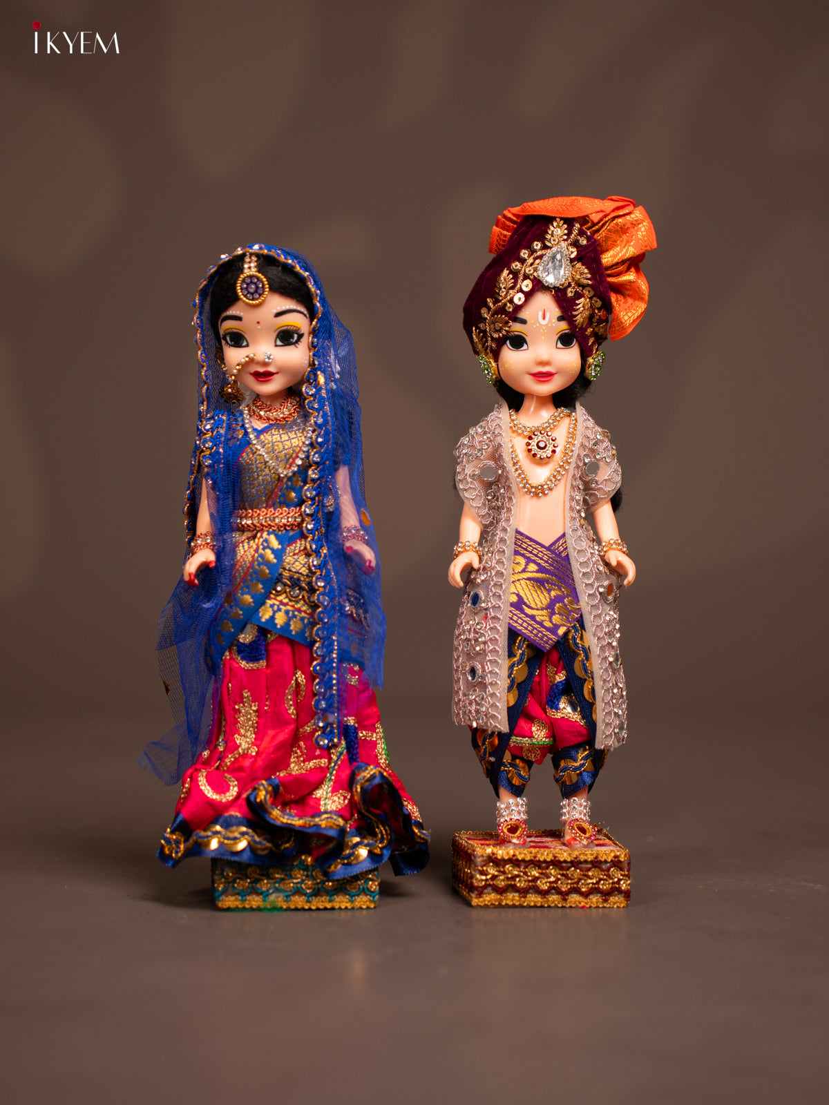 Radha Krishna Couple - Golu Display Doll - Pink & Blue - KF04125