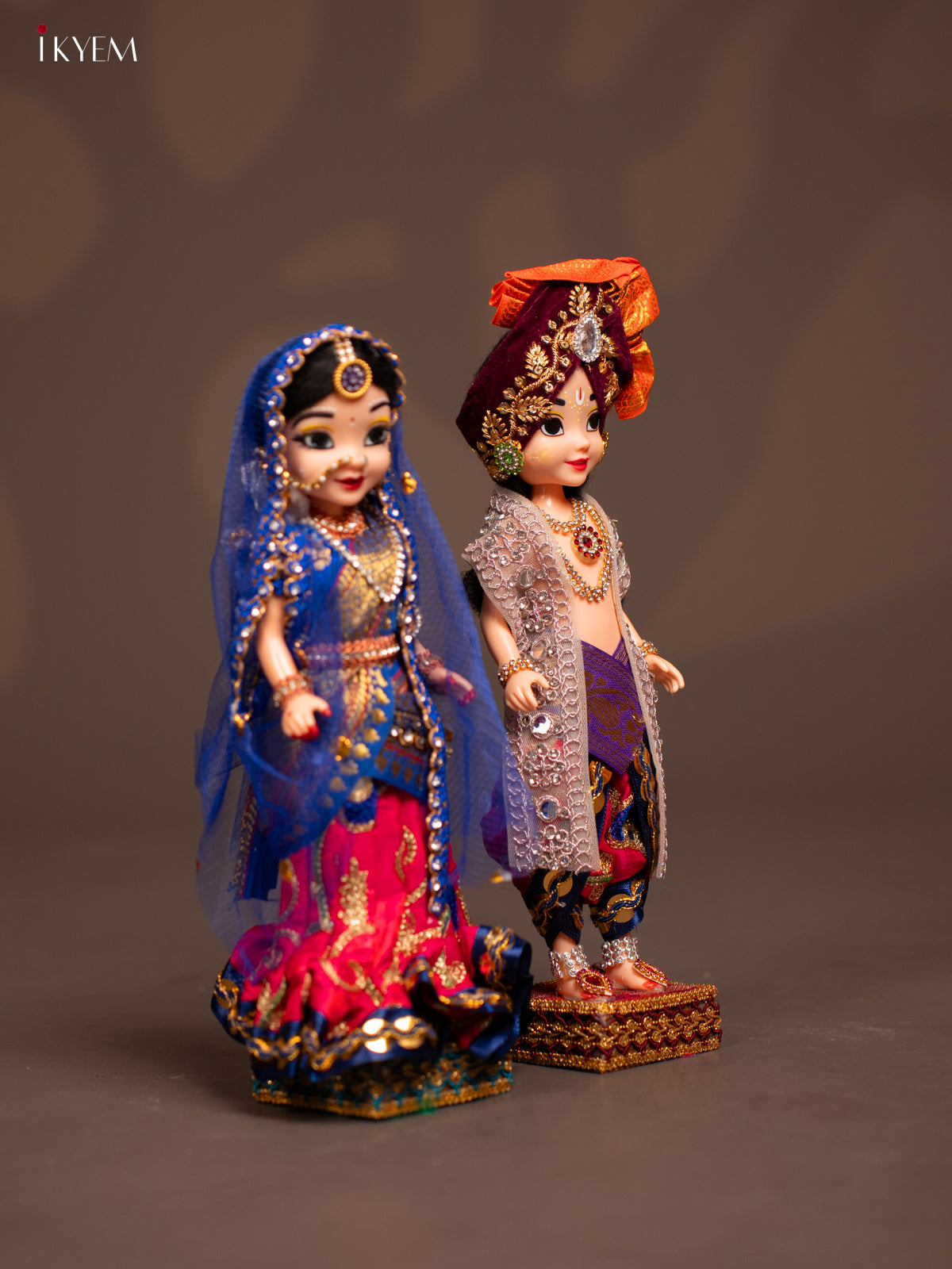 Radha Krishna Couple - Golu Display Doll - Pink & Blue - KF04125
