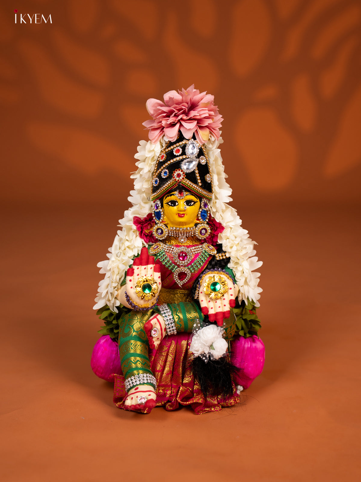 Varamahalakshmi Doll - 12 Inch - Green & Pink - KF04158