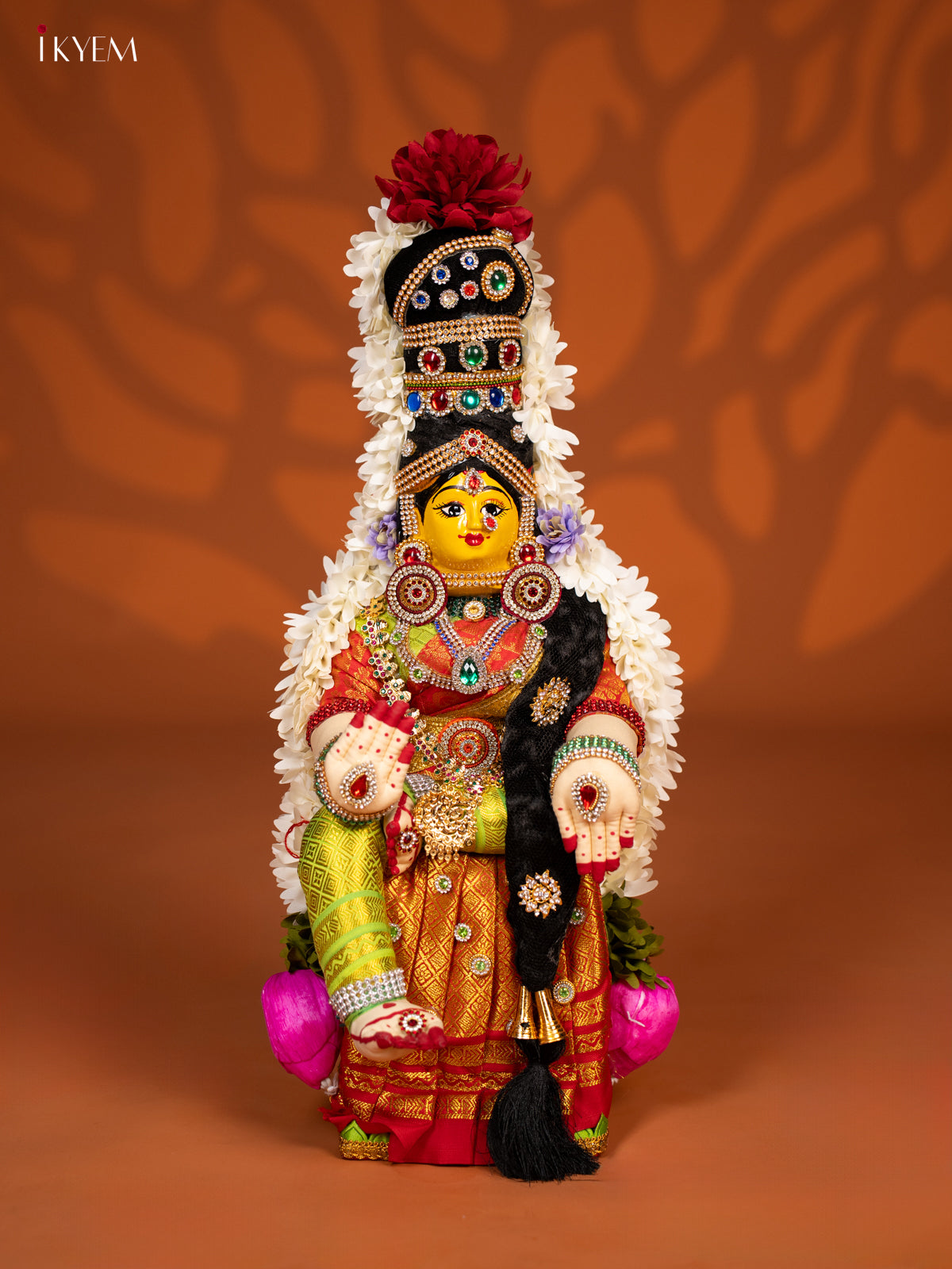 Varamahalakshmi Doll - 18 Inch - Big - Orange & Green - KF04166