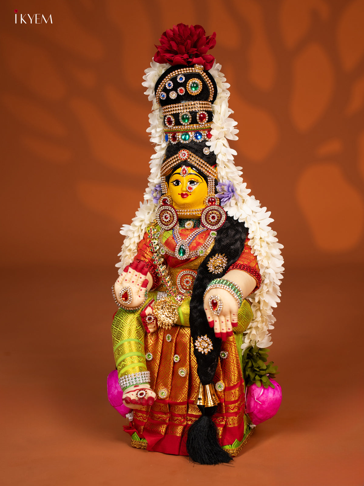 Varamahalakshmi Doll - 18 Inch - Big - Orange & Green - KF04166
