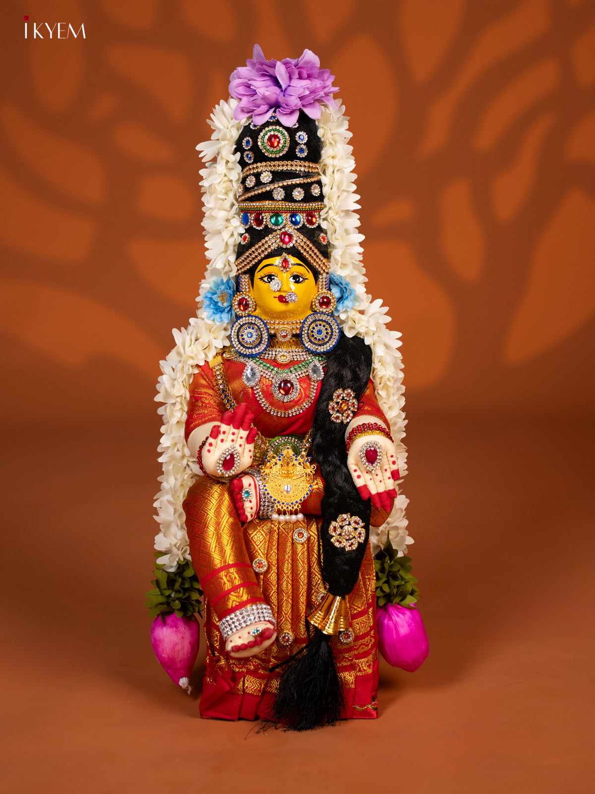 Varamahalakshmi Doll - 18 Inch- Big - Gold & Orange - KF04168