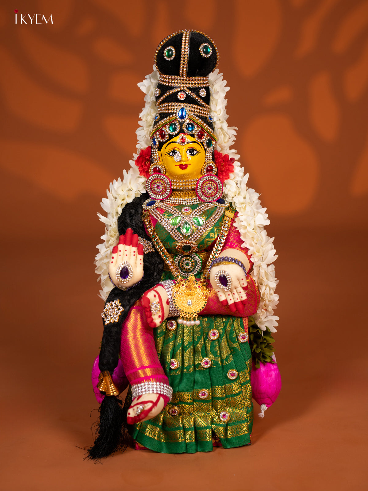 Varamahalakshmi Doll - 18 Inch- Green & Pink - KF04169