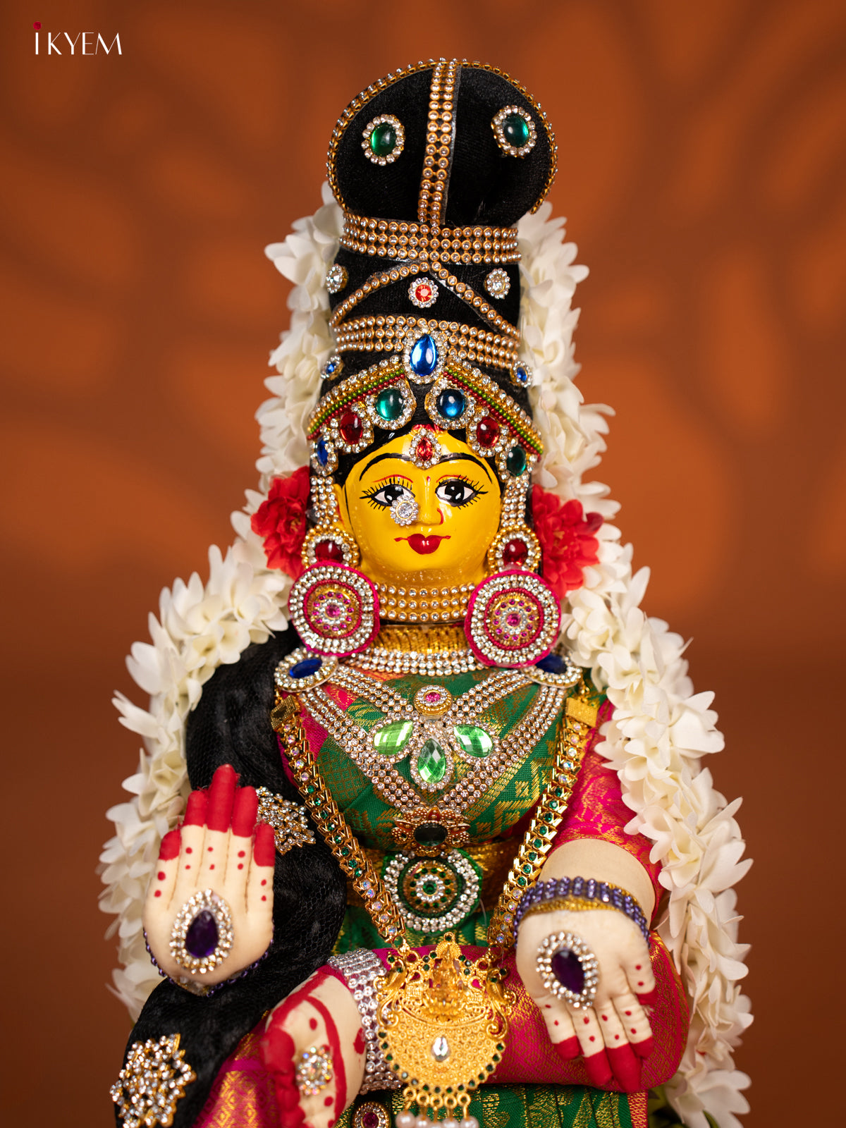 Varamahalakshmi Doll - 18 Inch- Green & Pink - KF04169