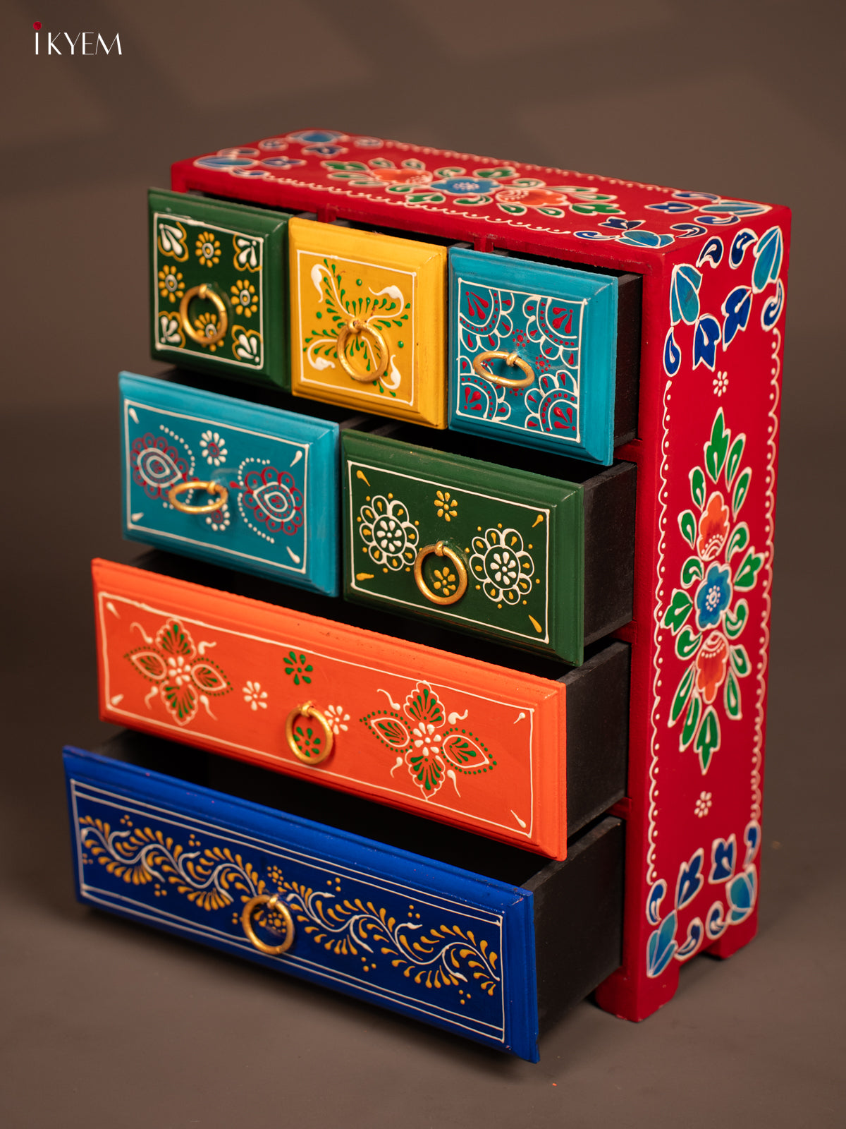 Hand-Painted Wooden Chest of 7 Drawers - 15.5 Inch - KF07116 – Ikyem