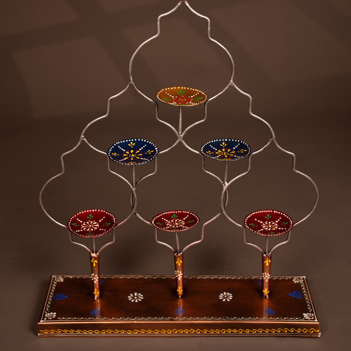 Diya Stacking Decorative Handcrafted Diya Stand with Vibrant Plates - 21 Inches - KF ...