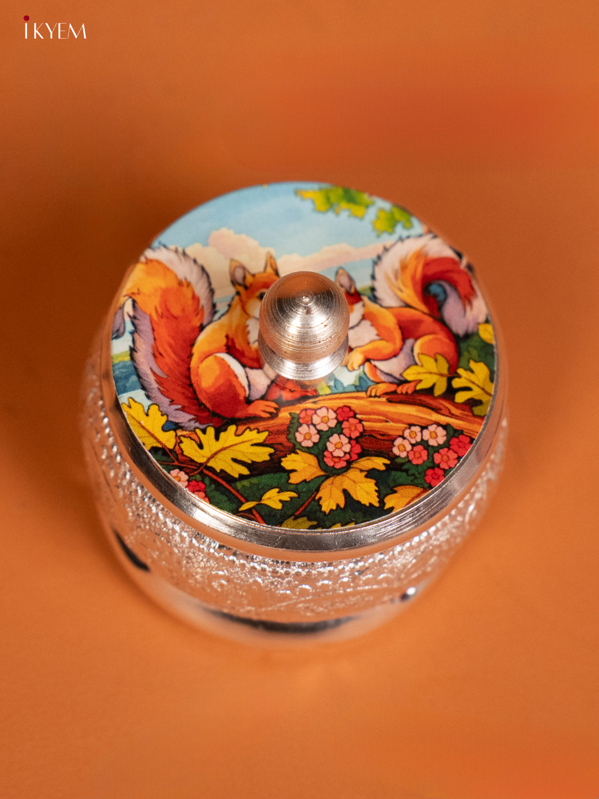 Squirrel Designed German Silver Kumkum Holder 