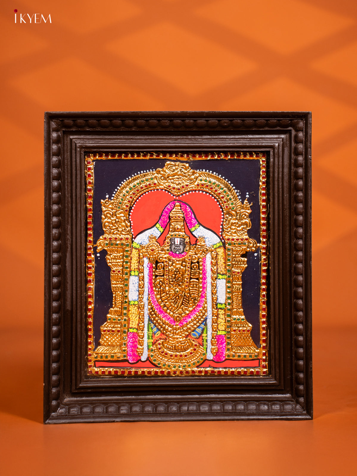 Glorious Lord Balaji Tanjore painting in Teakwood Frame 