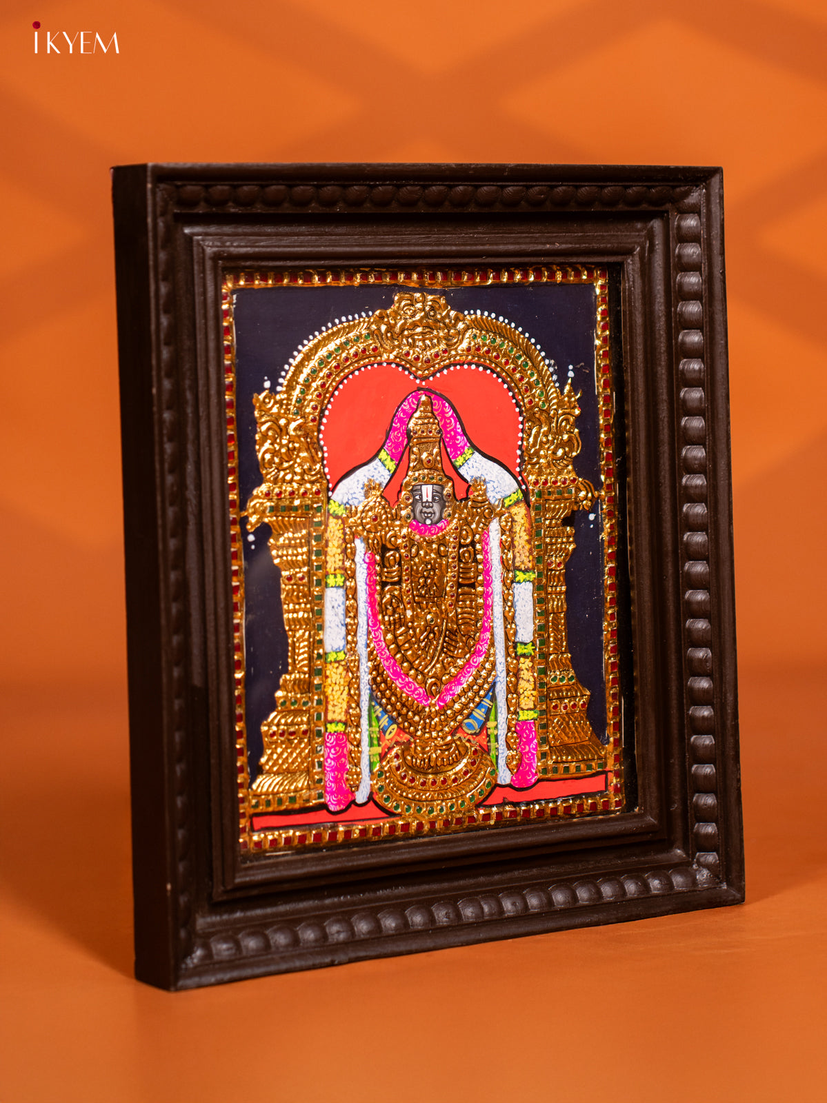 Glorious Lord Balaji Tanjore painting in Teakwood Frame 1