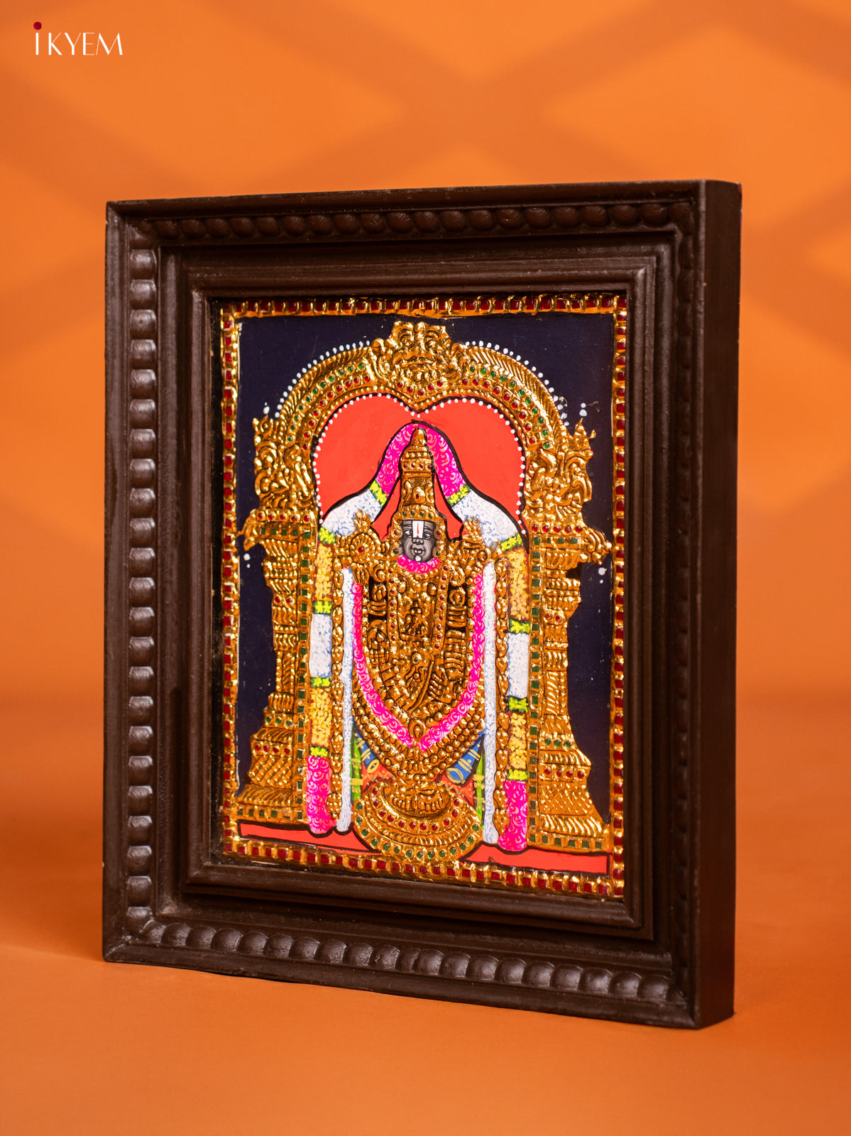 Glorious Lord Balaji Tanjore painting in Teakwood Frame 2
