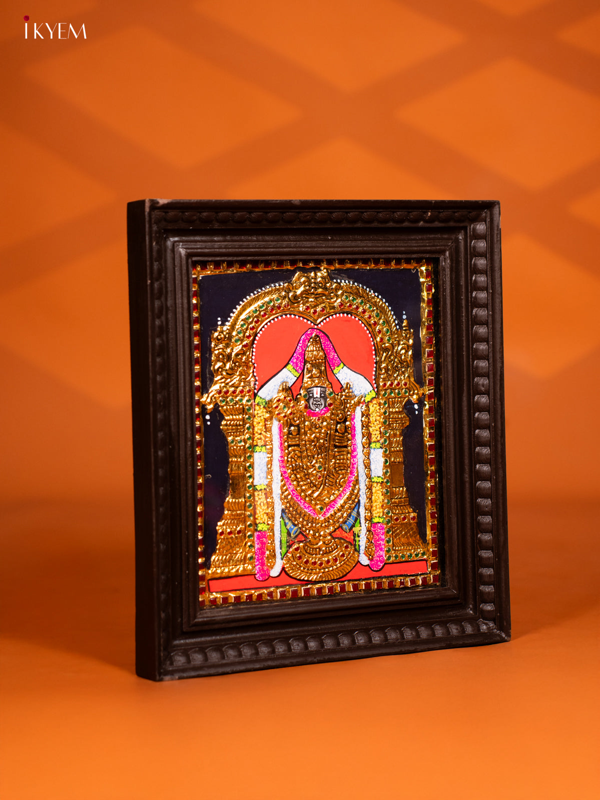 Graceful Lord Balaji Tanjore Painting in Teakwood Frame 1