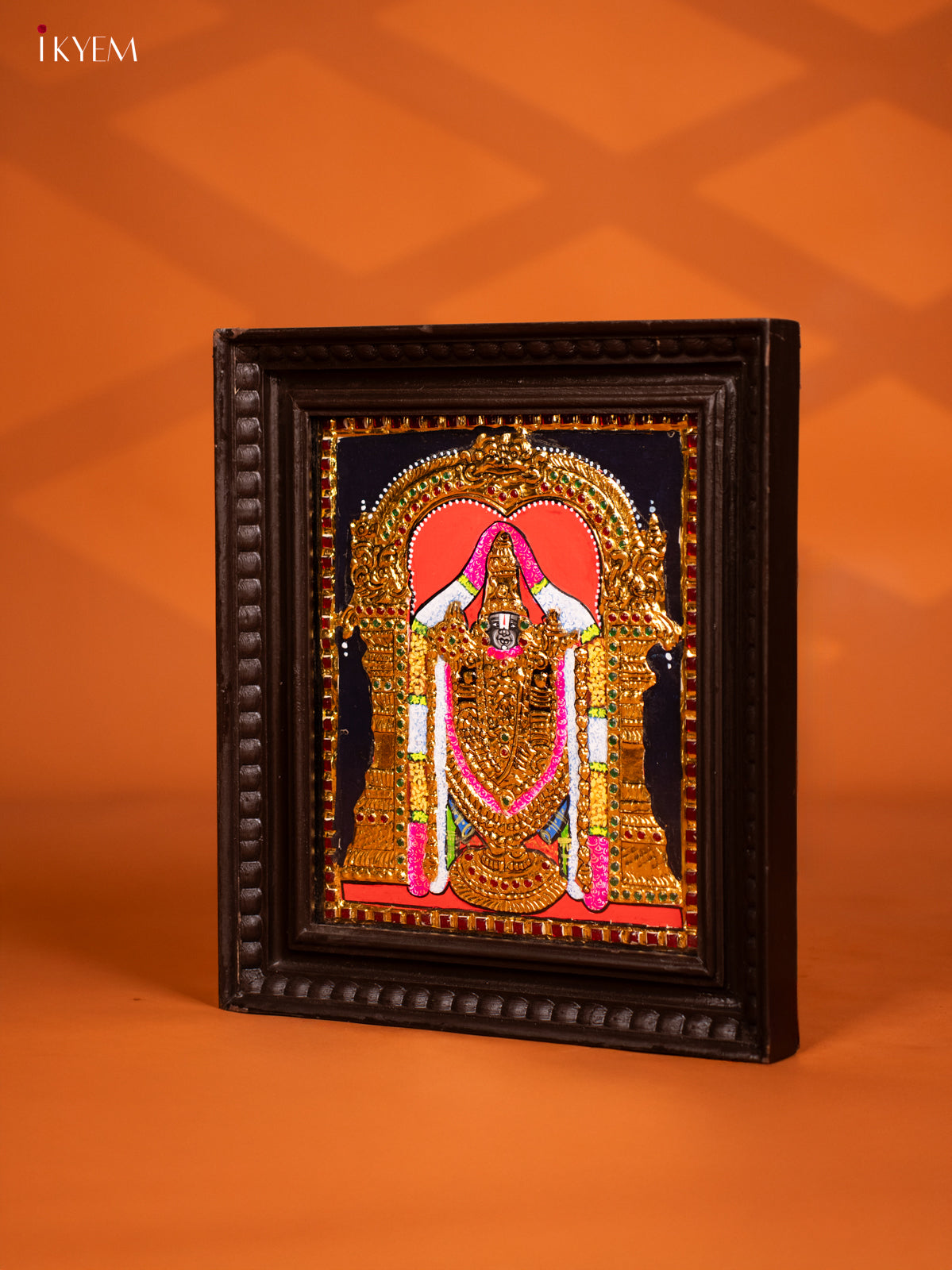 Graceful Lord Balaji Tanjore Painting in Teakwood Frame 2