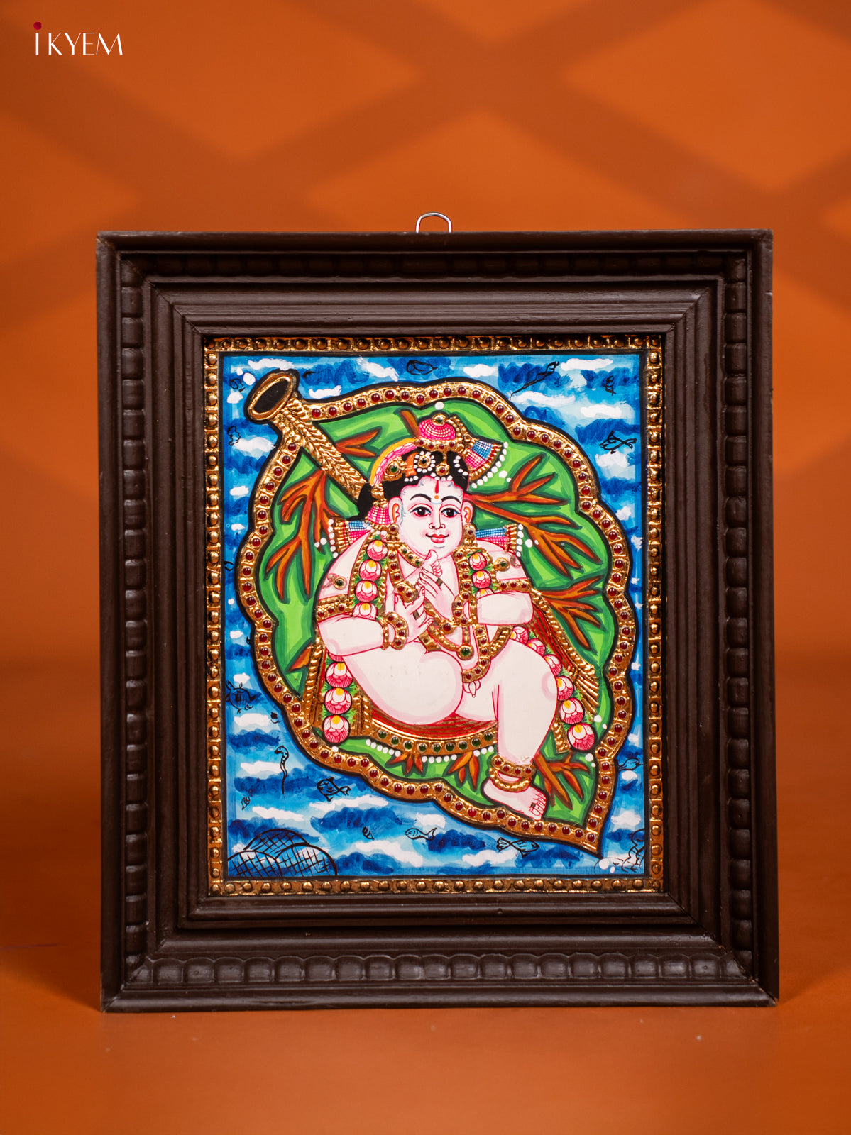 Butter Krishna Tanjore painting (13 x 15) -  KF10261