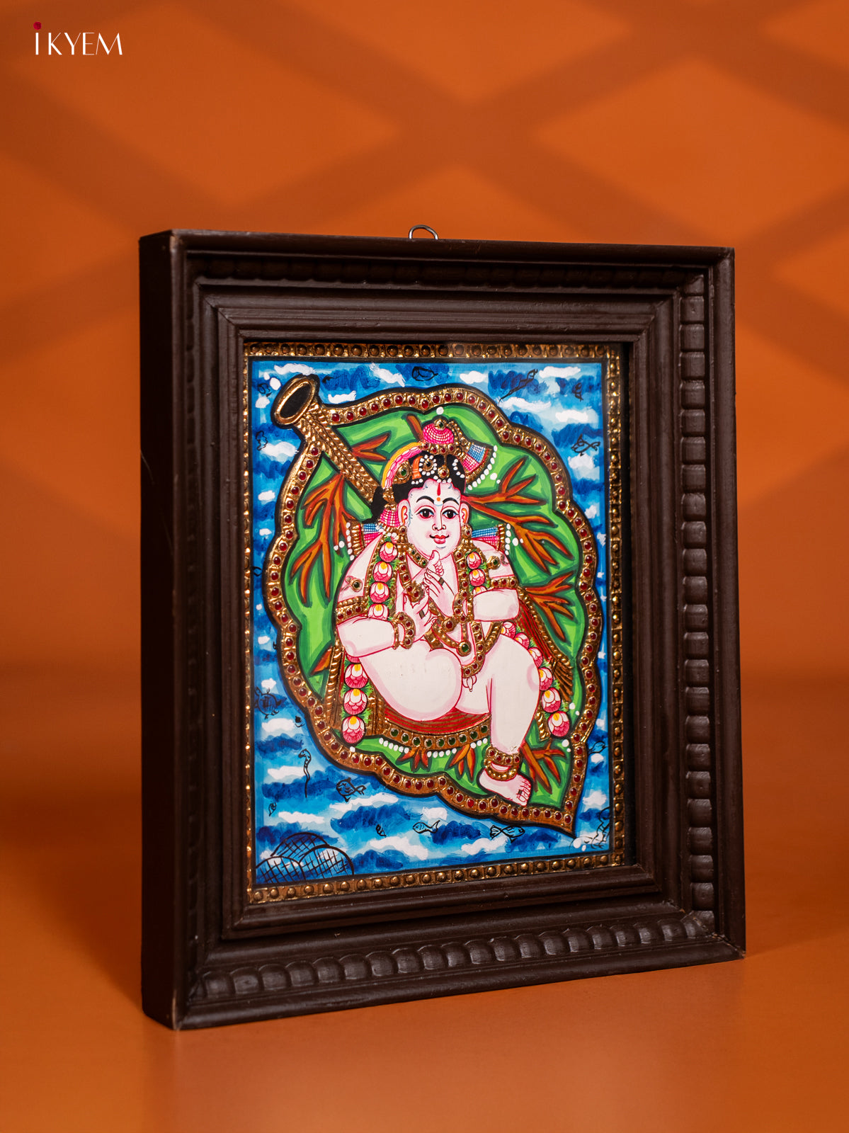 Butter Krishna Tanjore painting (13 x 15) -  KF10261