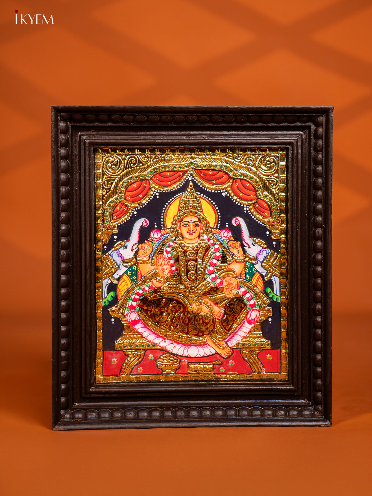 Gaja Lakshmi Tanjore painting - (13 x 15)- KF10265