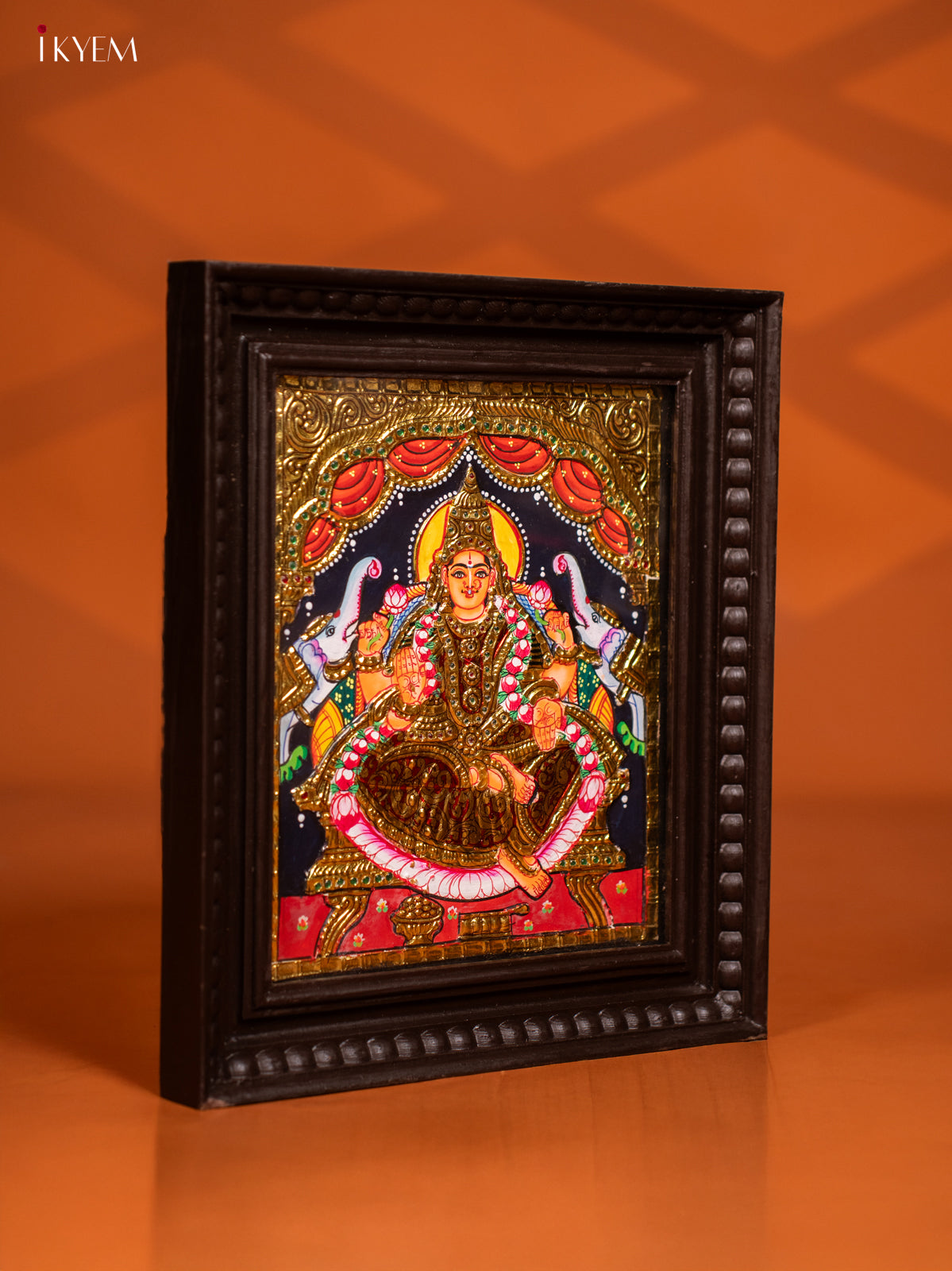 Gaja Lakshmi Tanjore painting - (13 x 15)- KF10265