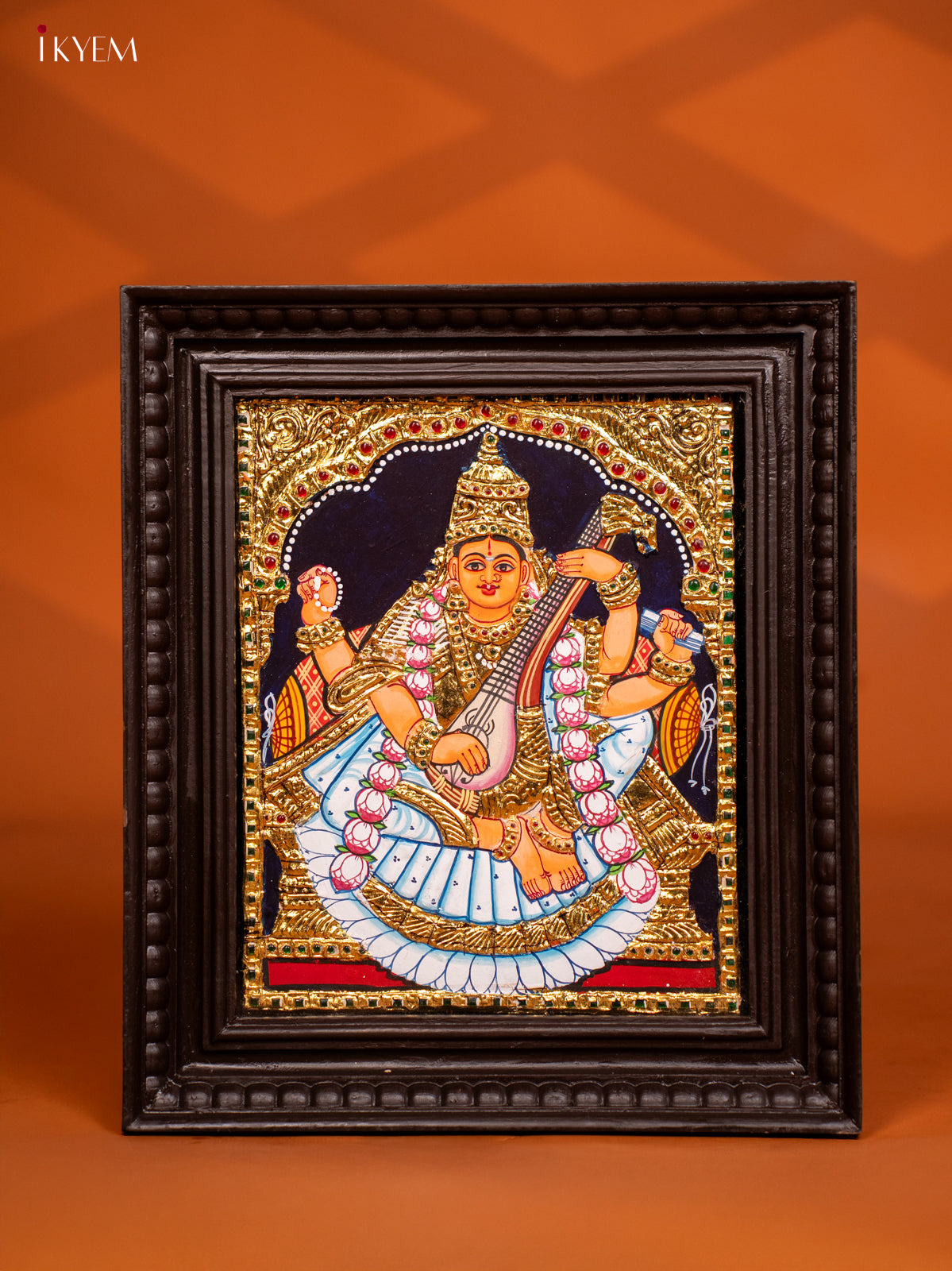 Saraswathi Tanjore painting - (13 x 15) - KF10266