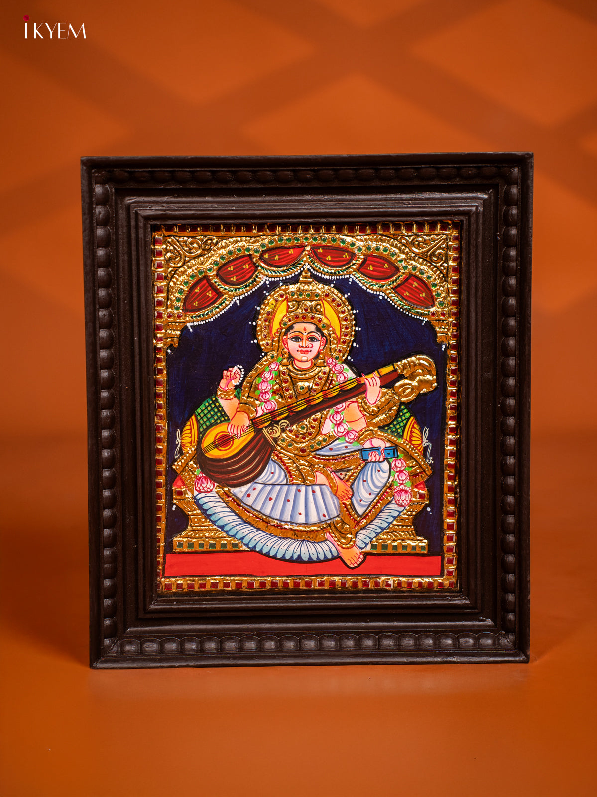 Saraswathi Tanjore painting - (13 x 15)-  KF10267