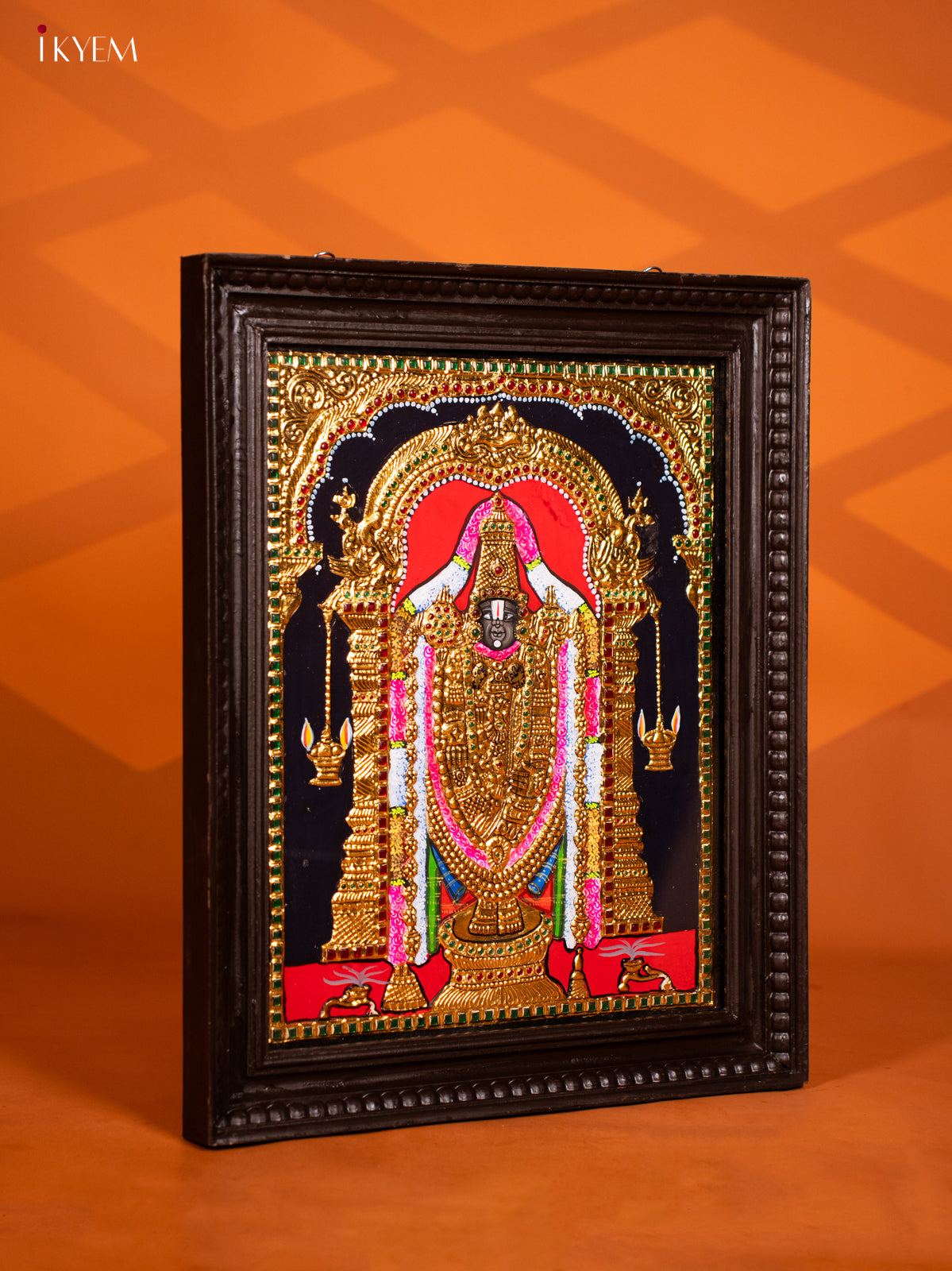 Tirupati Balaji Tanjore painting With Teakwood Frame 1