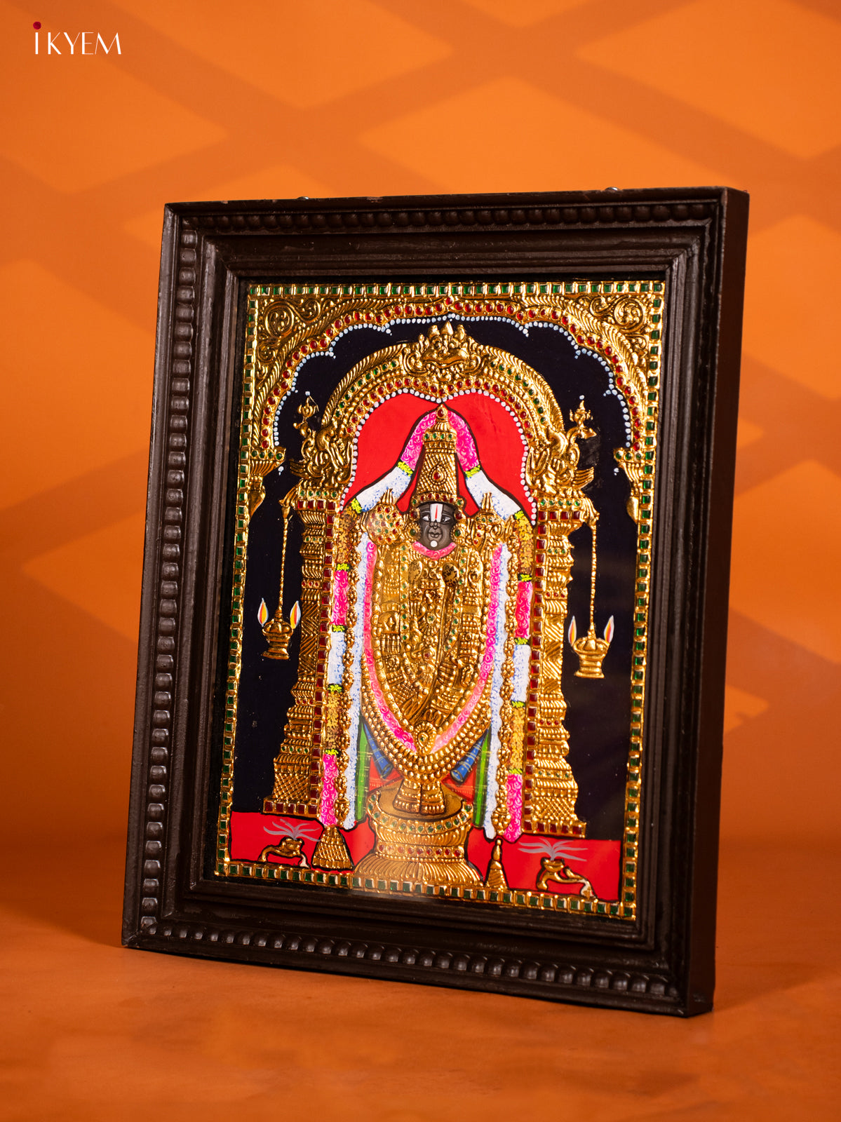 Tirupati Balaji Tanjore painting With Teakwood Frame 2