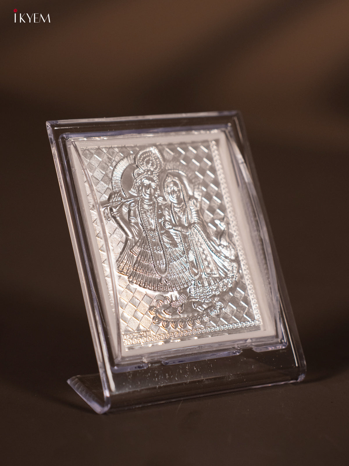 German Silver Radha Krishna Photo frame and stand -3