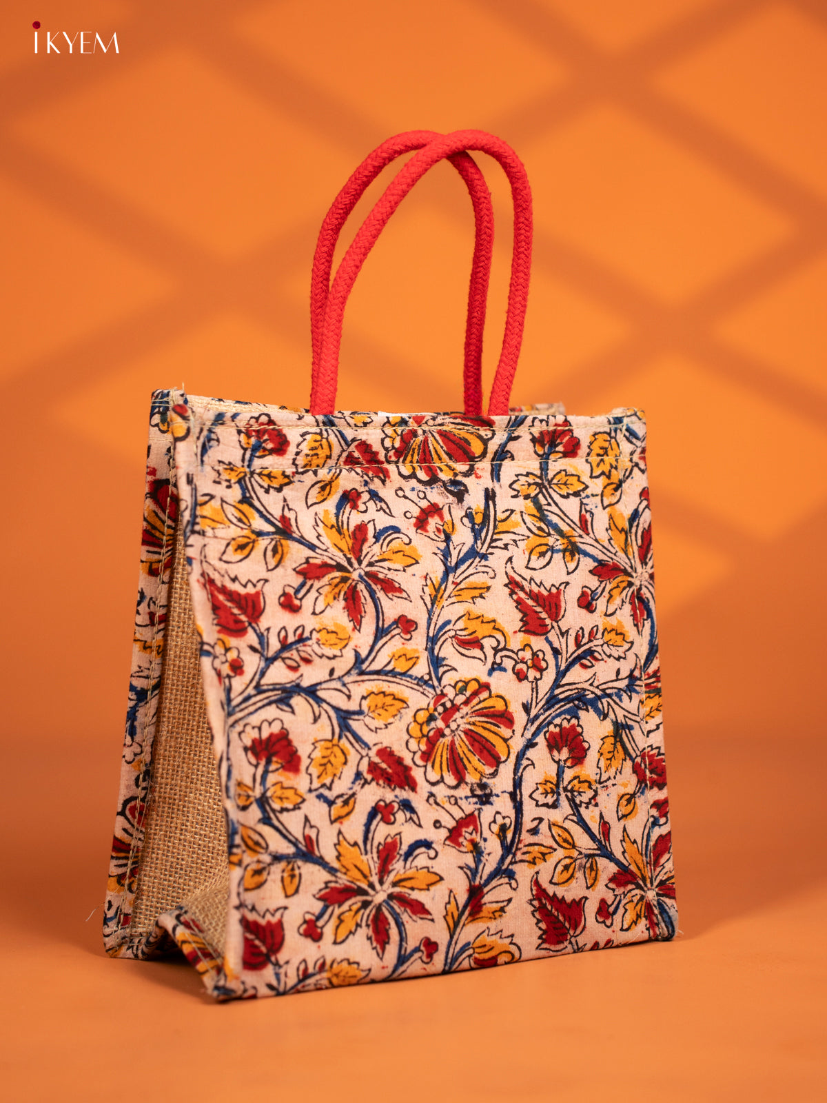 Sandal Eco-Friendly, Kalamkari Handcrafted Jute Bag - KF13114