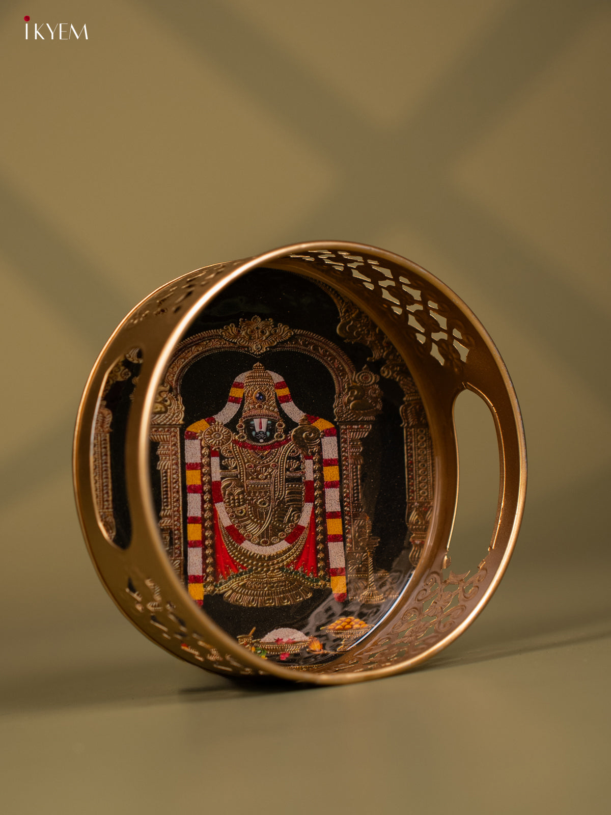 Tirupathi Balaji Printed Round Metal tray - KF24157