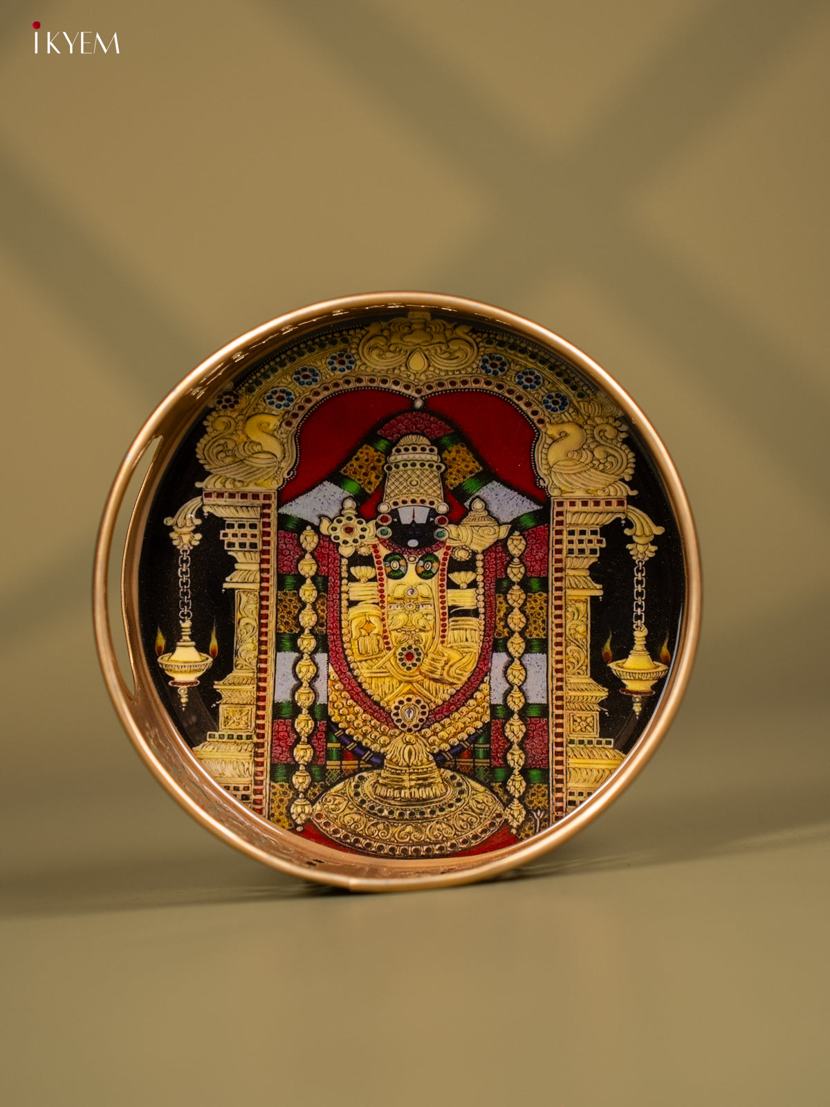 Lord Balaji Printed Round Metal tray - KF24158