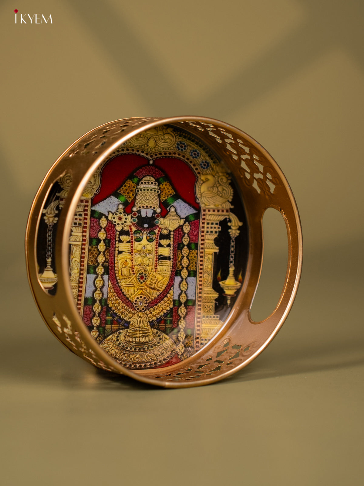 Lord Balaji Printed Round Metal tray - KF24158