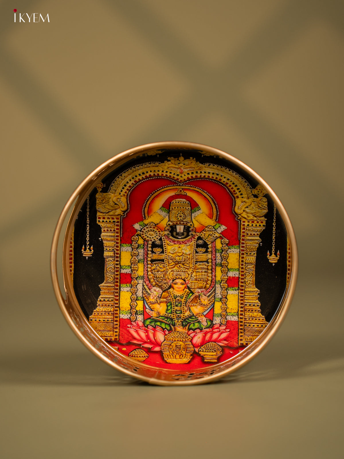 Lord Balaji Printed Round Metal tray - KF24159