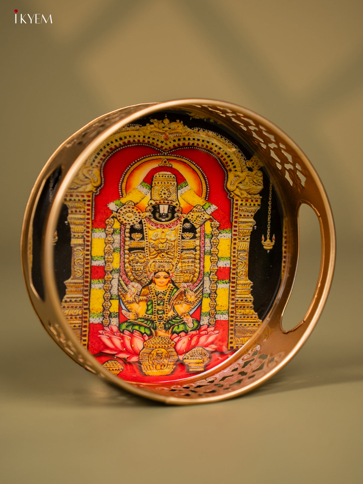 Lord Balaji Printed Round Metal tray - KF24159