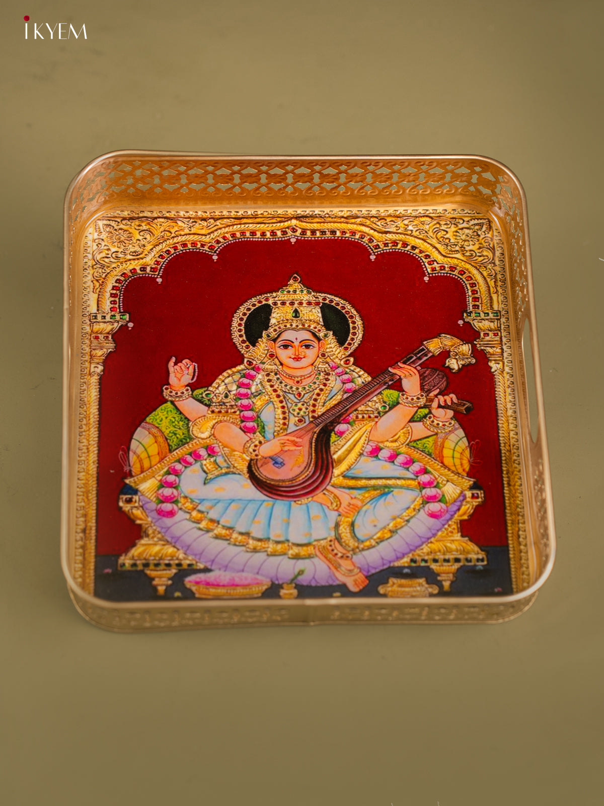 Metal Digital Tray Square -Saraswathi   - 10 Inch - KF25161
