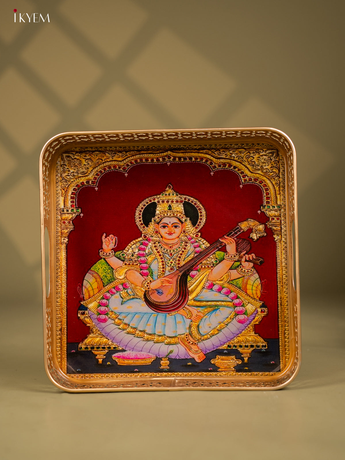 Metal Digital Tray Square -Saraswathi   - 10 Inch - KF25161