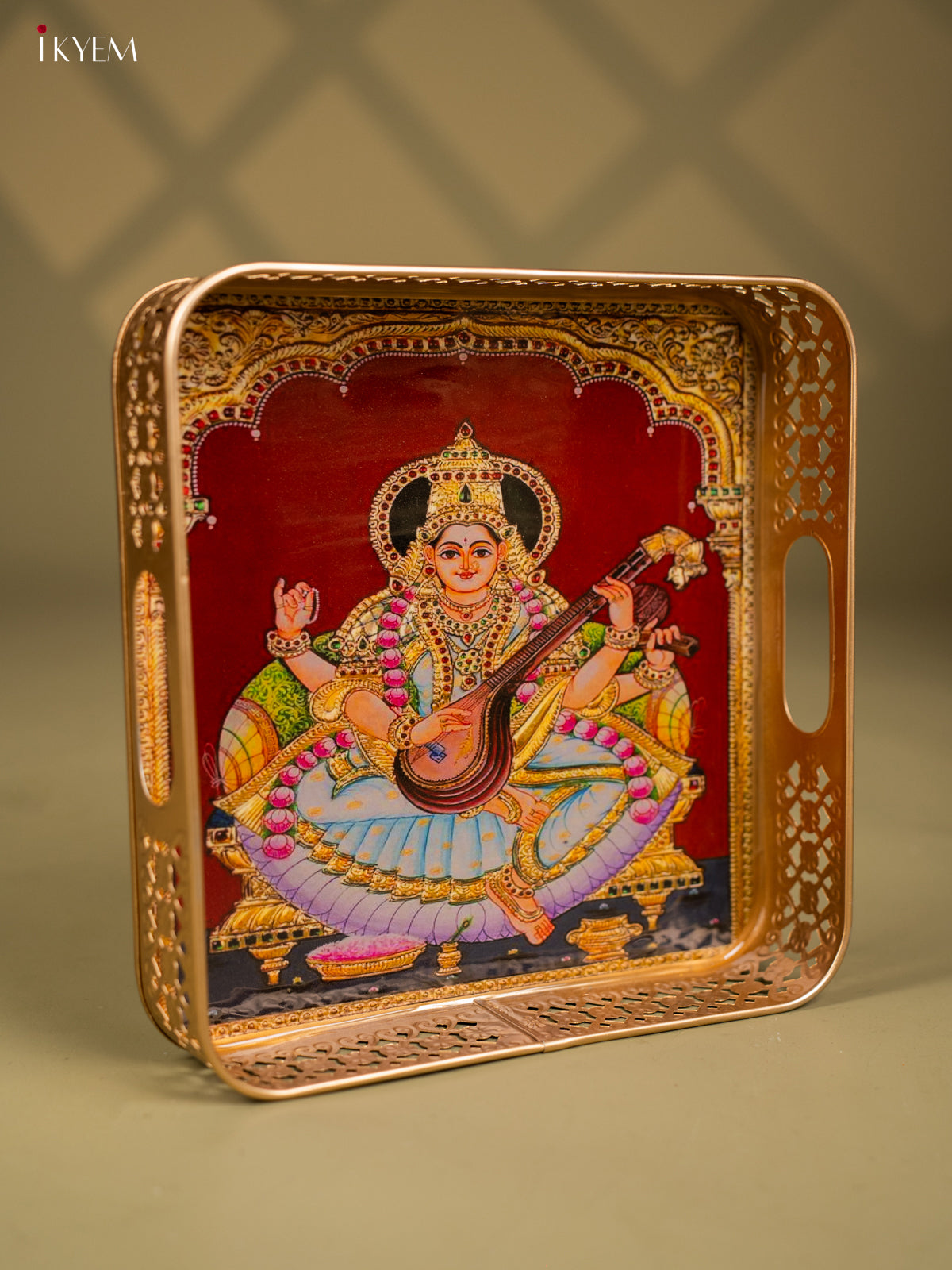 Metal Digital Tray Square -Saraswathi   - 10 Inch - KF25161