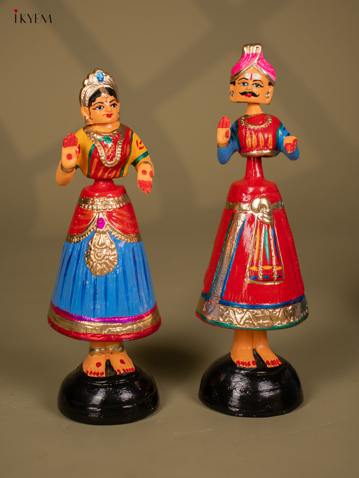 Thanjavur Dancing Doll - Couples - 13 Inch - Blue & Red - KF26116